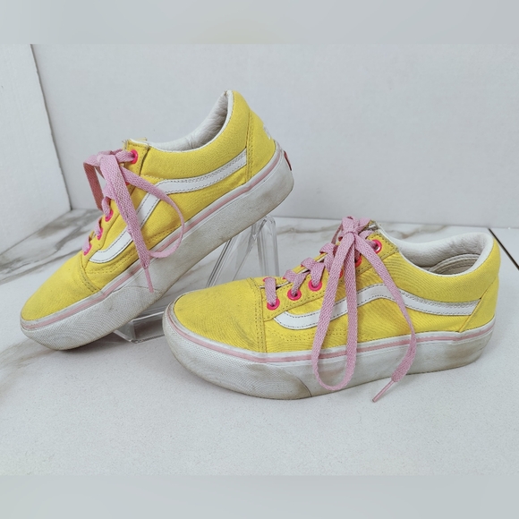 Vans Women's Old Skool Custom 'Im Baby' Platform Low Yellow Canvas Sneakers, 7.5 - Picture 1 of 10